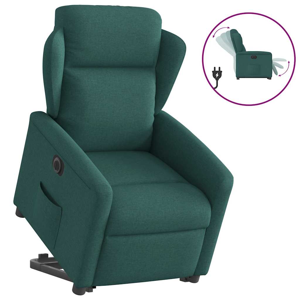 Vetonek Sillón eléctrico reclinable elevable de tela verde oscuro