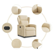 Sillón eléctrico reclinable elevable de tela color crema V1441 Vetonek