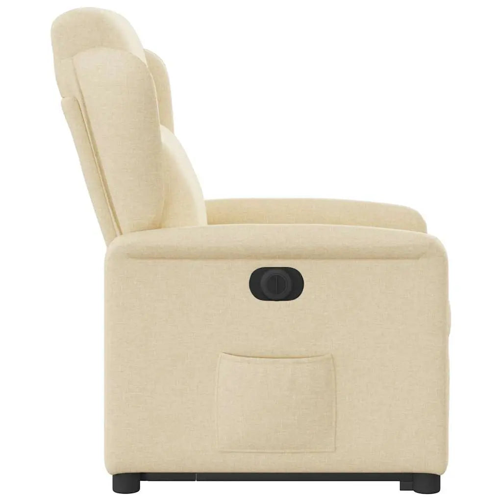 Sillón eléctrico reclinable elevable de tela color crema V1441 Vetonek