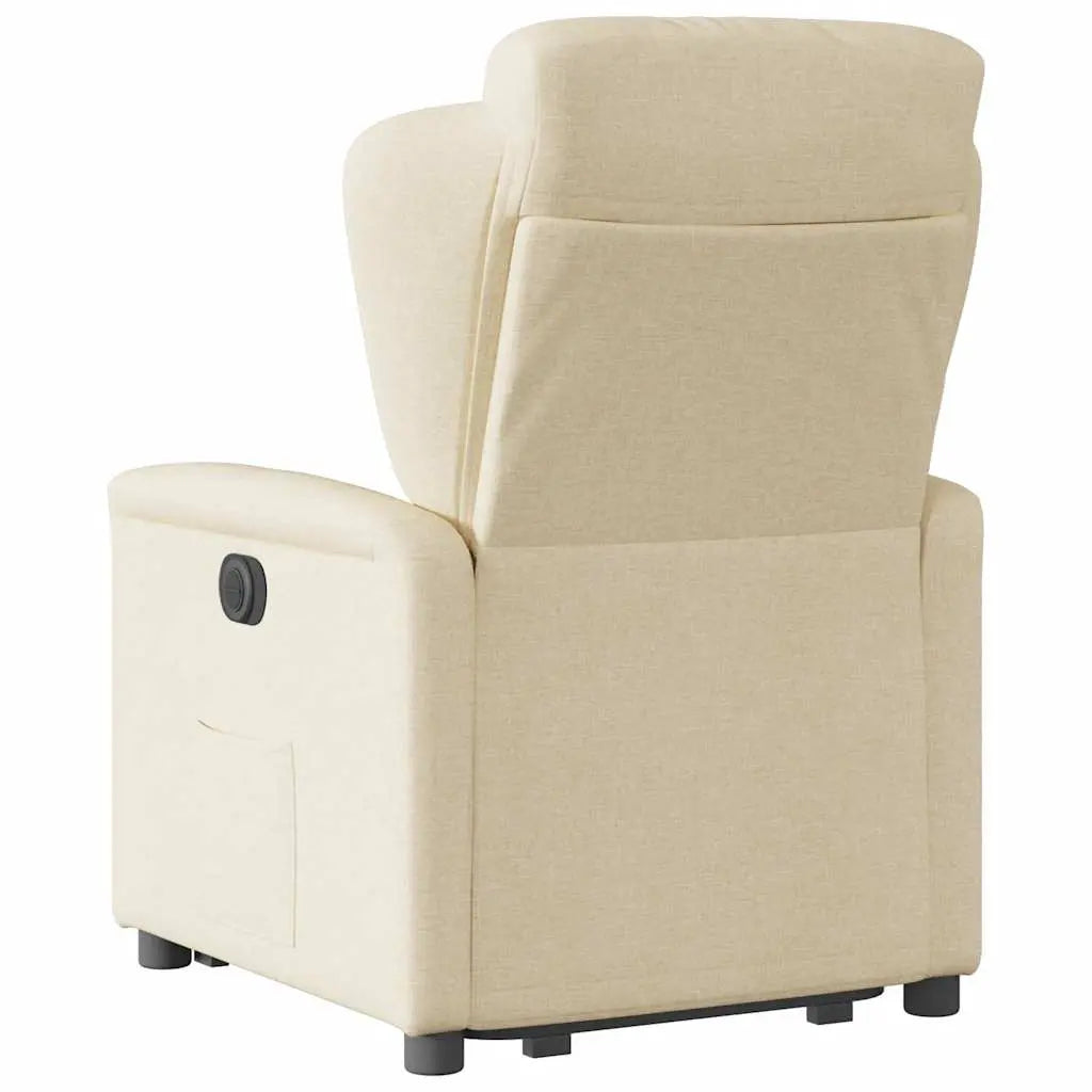 Sillón eléctrico reclinable elevable de tela color crema V1441 Vetonek