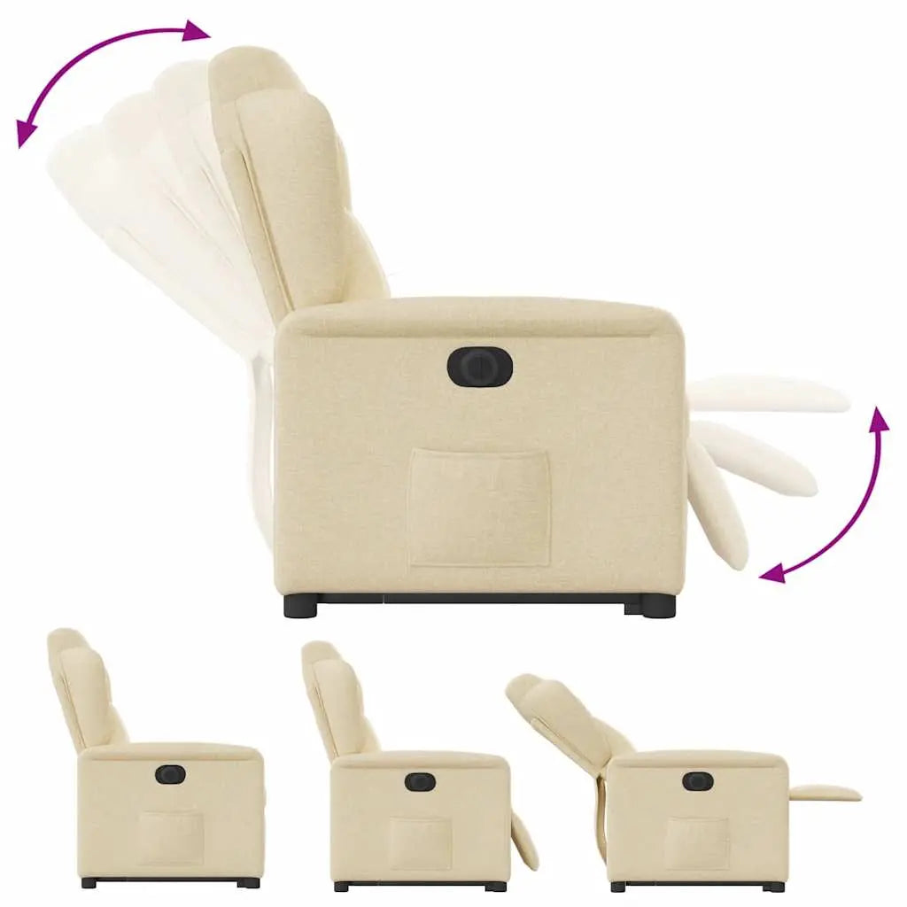 Sillón eléctrico reclinable elevable de tela color crema V1441 Vetonek