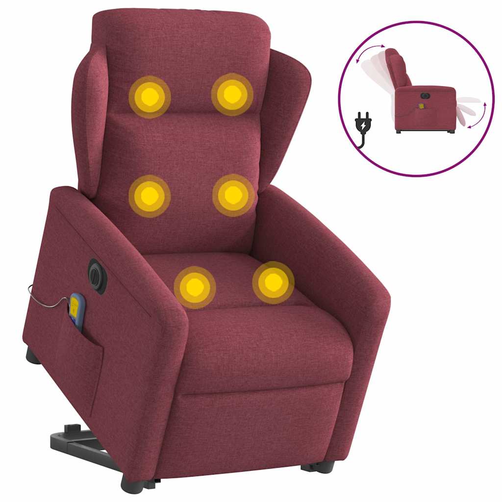 Vetonek Sillón de masaje eléctrico reclinable elevable tela rojo tinto