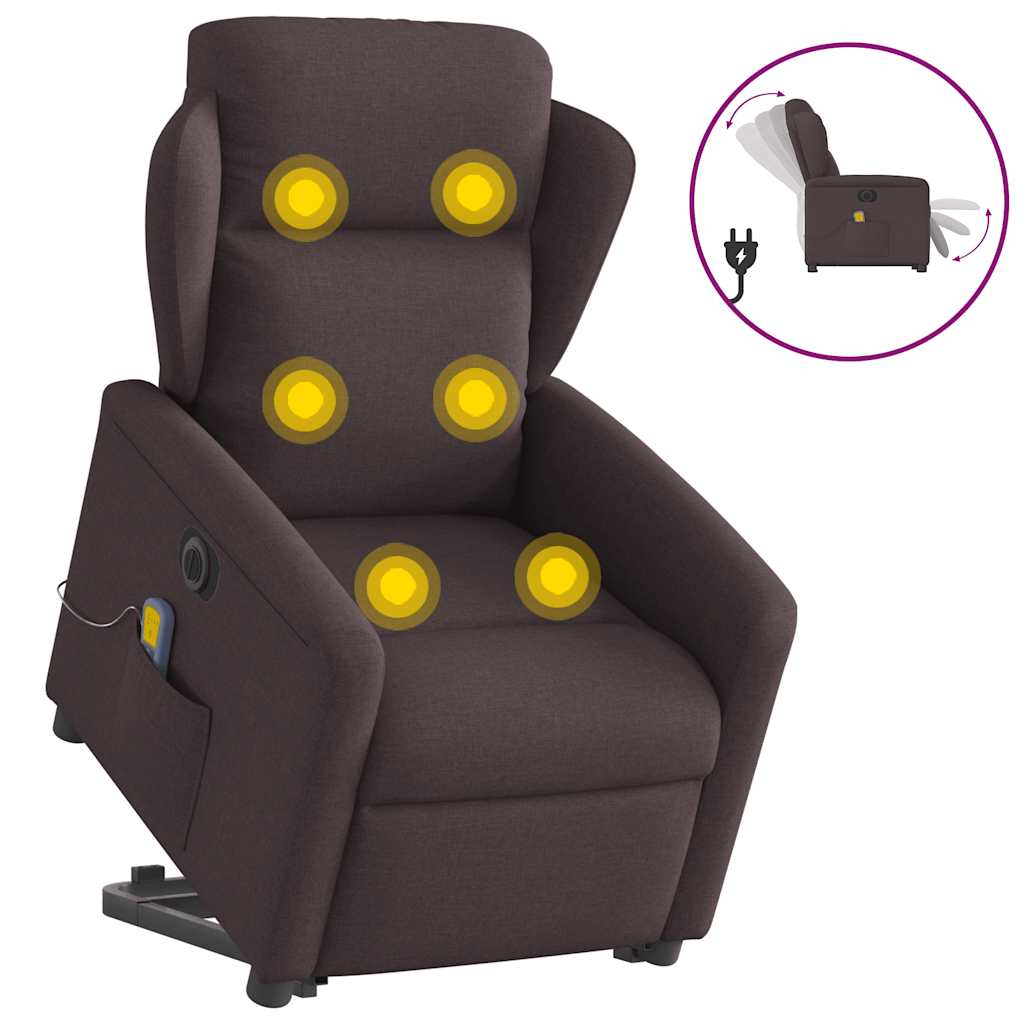 Vetonek Sillón masaje eléctrico reclinable elevable tela marrón oscuro