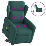 Sillón masaje eléctrico reclinable elevable tela verde oscuro V1526 Vetonek