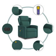 Sillón masaje eléctrico reclinable elevable tela verde oscuro V1526 Vetonek
