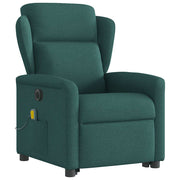 Sillón masaje eléctrico reclinable elevable tela verde oscuro V1526 Vetonek
