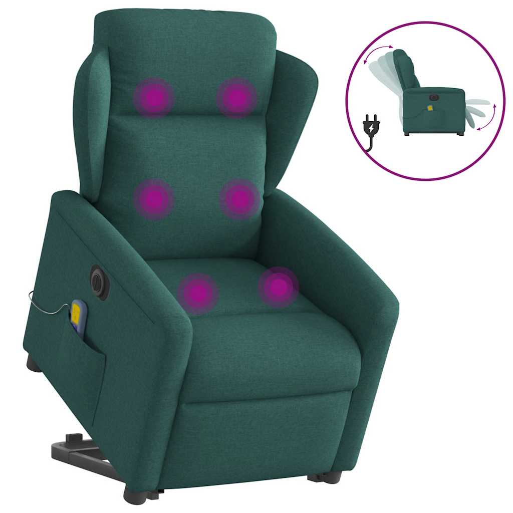 Vetonek Sillón masaje eléctrico reclinable elevable tela verde oscuro