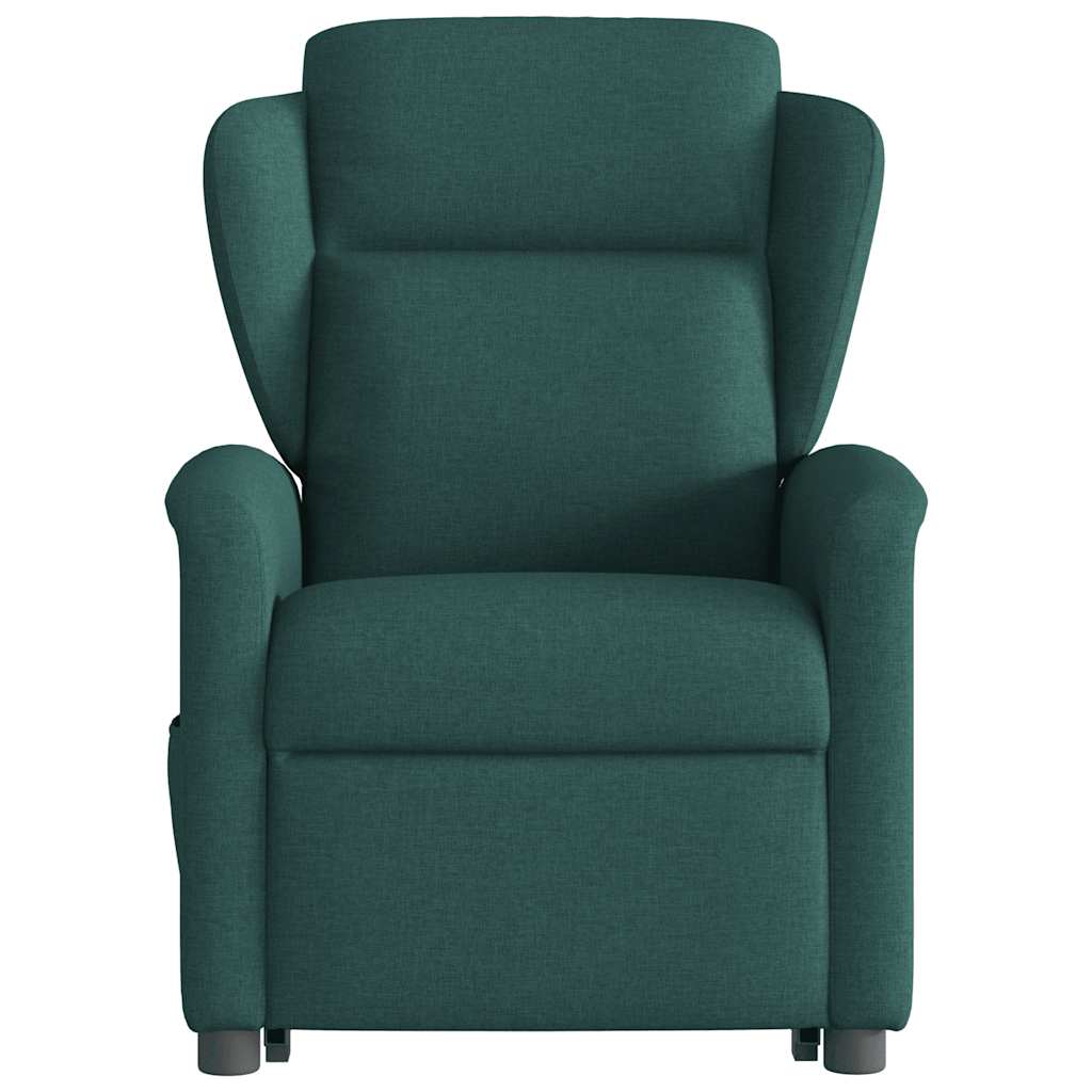 Sillón masaje eléctrico reclinable elevable tela verde oscuro V1526 Vetonek