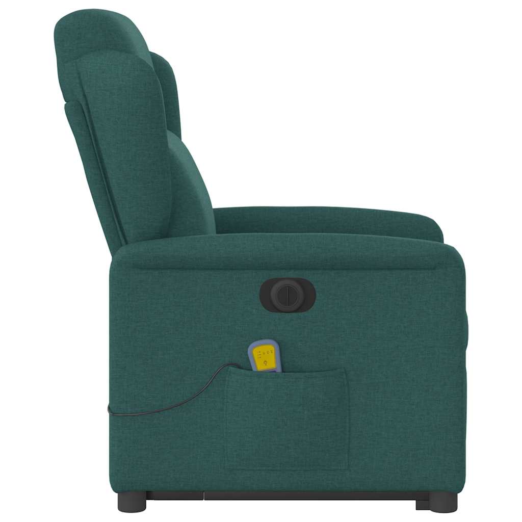 Sillón masaje eléctrico reclinable elevable tela verde oscuro V1526 Vetonek