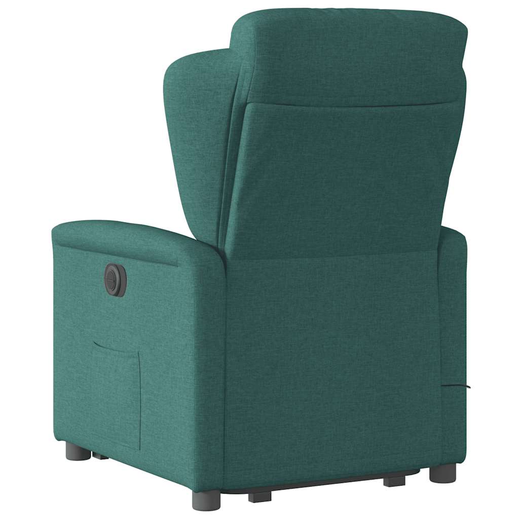 Sillón masaje eléctrico reclinable elevable tela verde oscuro V1526 Vetonek