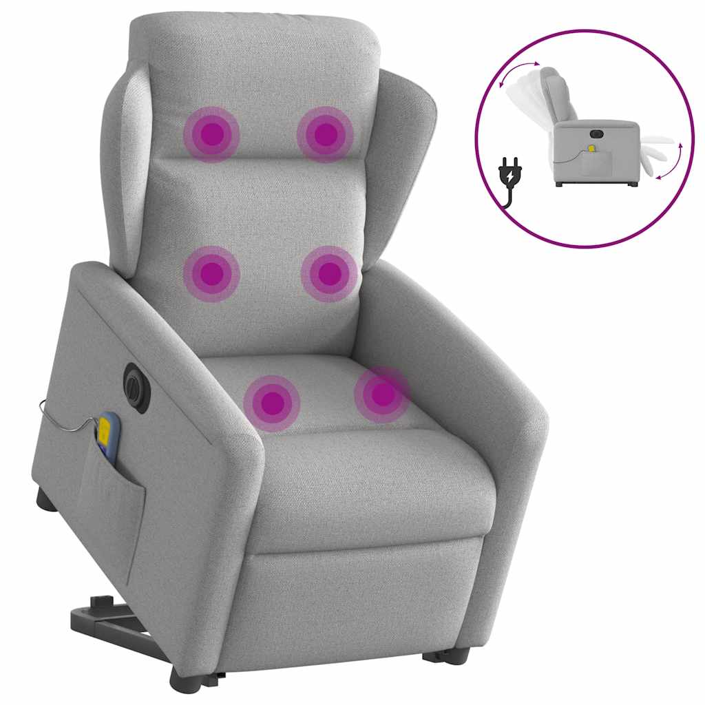 Vetonek Sillón de masaje eléctrico reclinable elevable tela gris nube