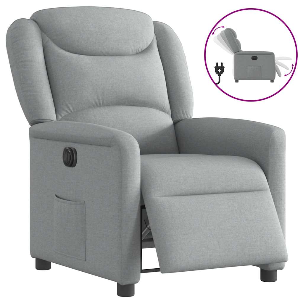 Vetonek Sillón reclinable eléctrico tela gris claro