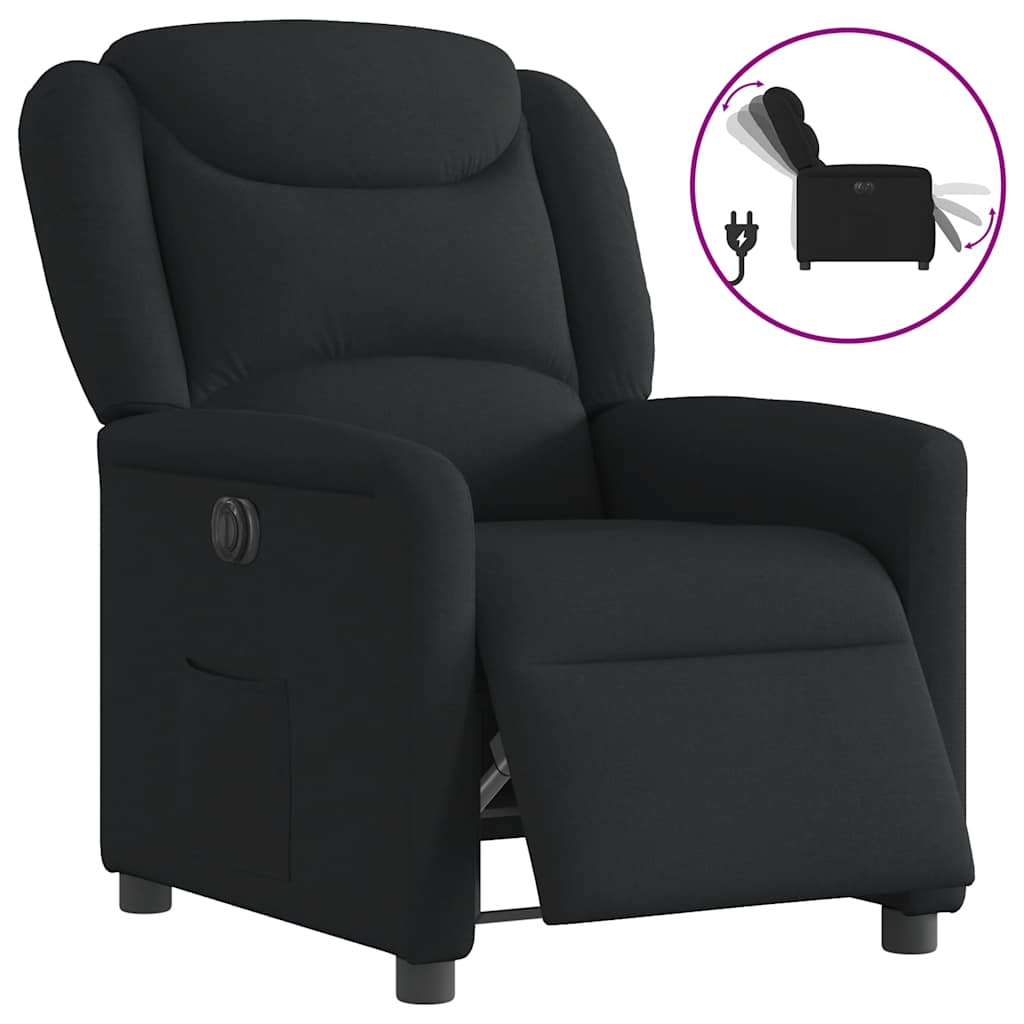 Vetonek Sillón reclinable eléctrico de tela negro