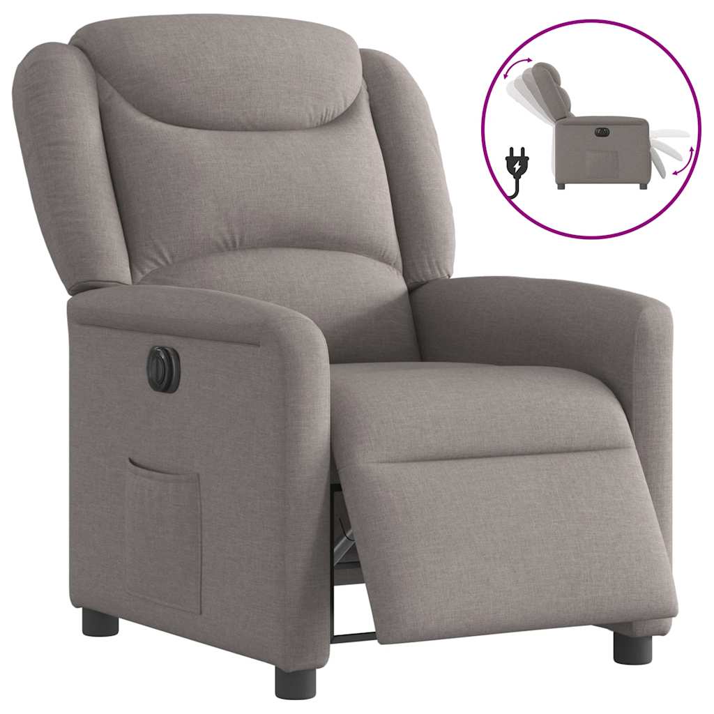 Vetonek Sillón reclinable eléctrico tela gris taupé