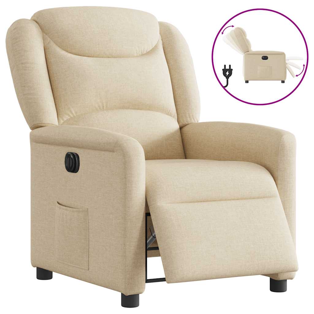 Vetonek Sillón reclinable eléctrico de tela crema