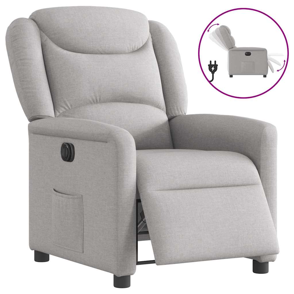 Vetonek Sillón reclinable eléctrico de tela gris nube