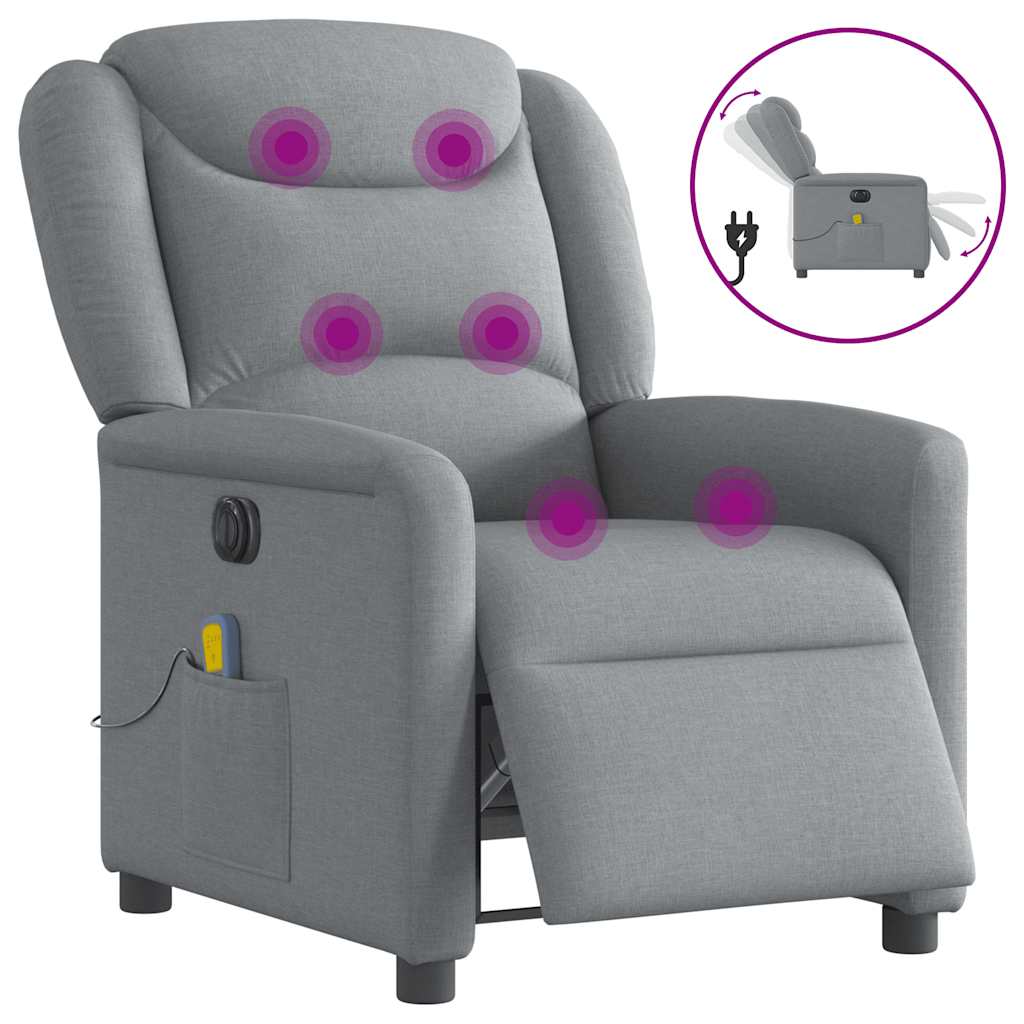 Vetonek Sillón reclinable de masaje eléctrico tela gris claro