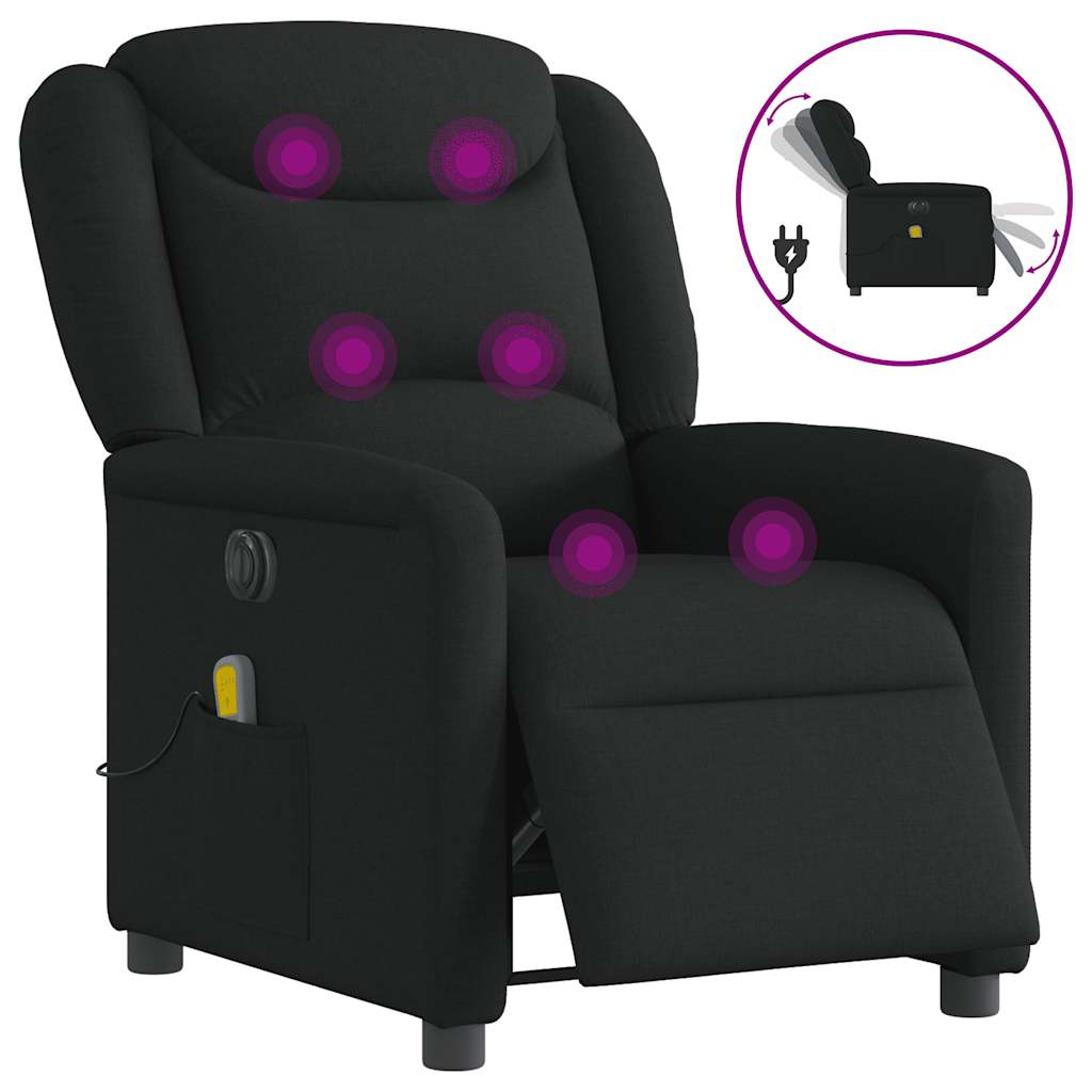 Vetonek Sillón reclinable de masaje eléctrico tela negro