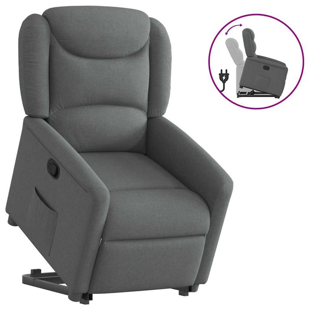 Vetonek Sillón reclinable elevable de tela gris oscuro