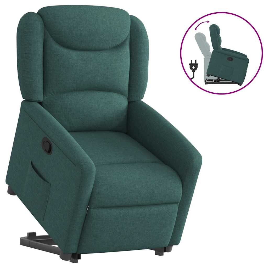 Vetonek Sillón reclinable elevable tela verde oscuro