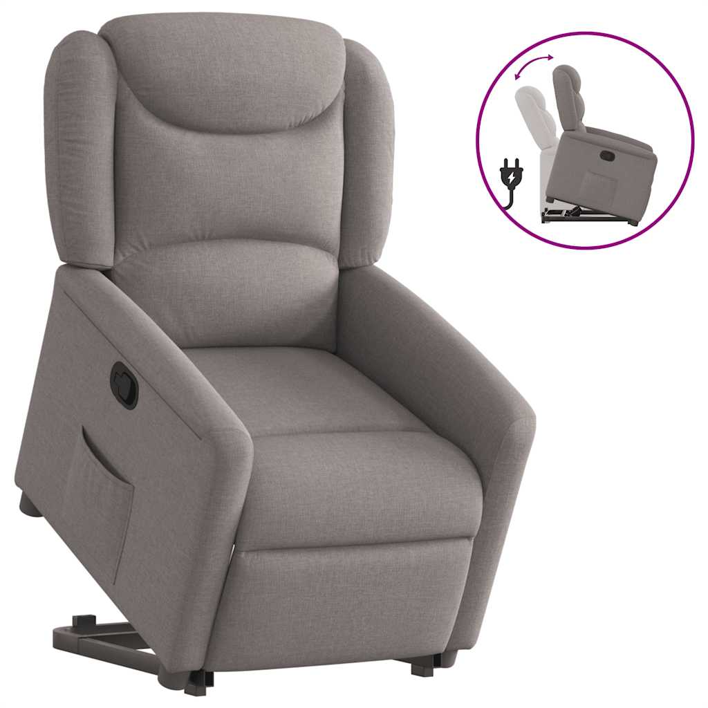 Vetonek Sillón reclinable elevable tela gris taupe