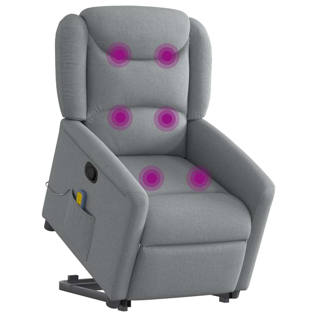 Reclining massage armchair with a light gray foot foot