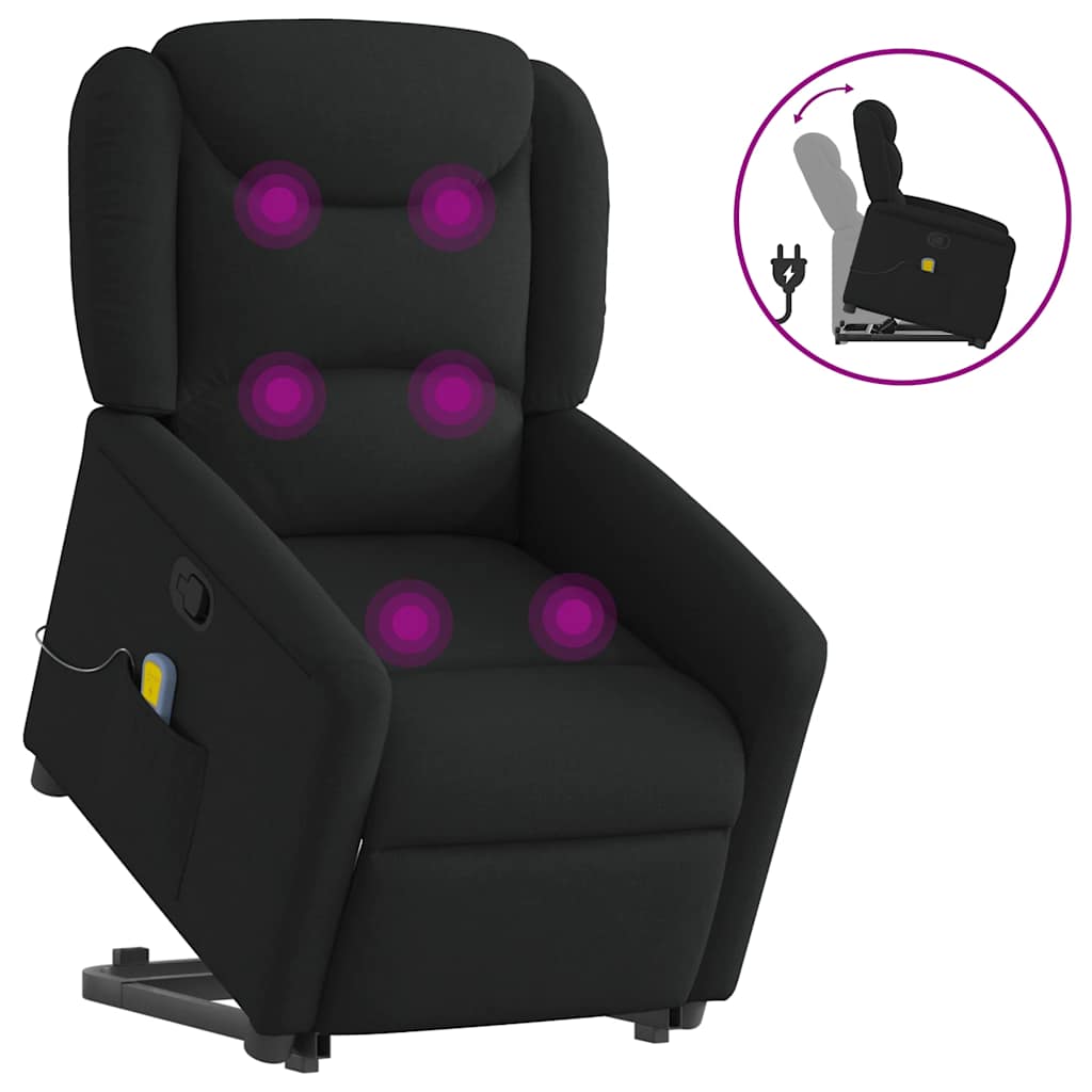 Vetonek Sillón reclinable de masaje elevable tela negro