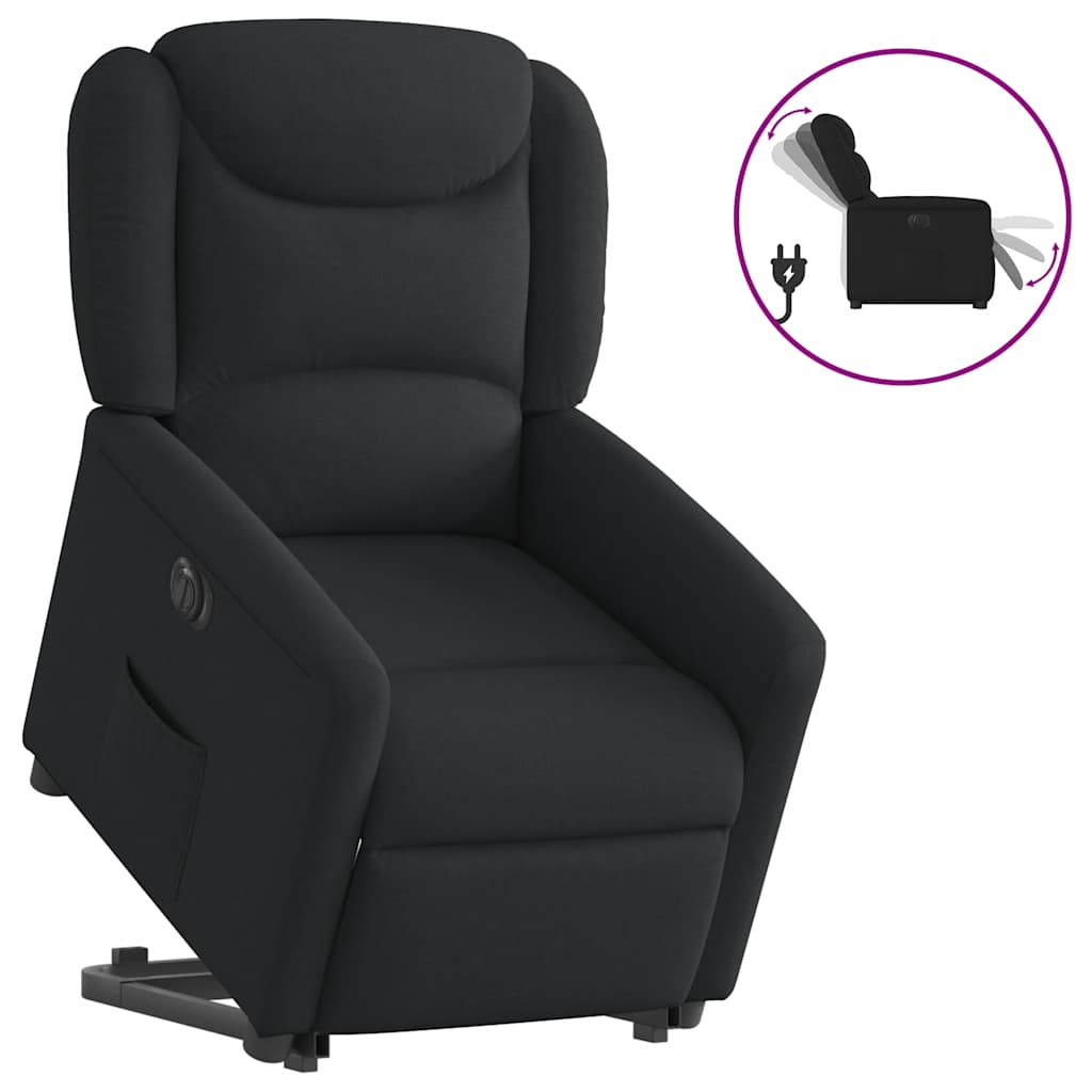 Vetonek Sillón eléctrico reclinable elevable de tela negro