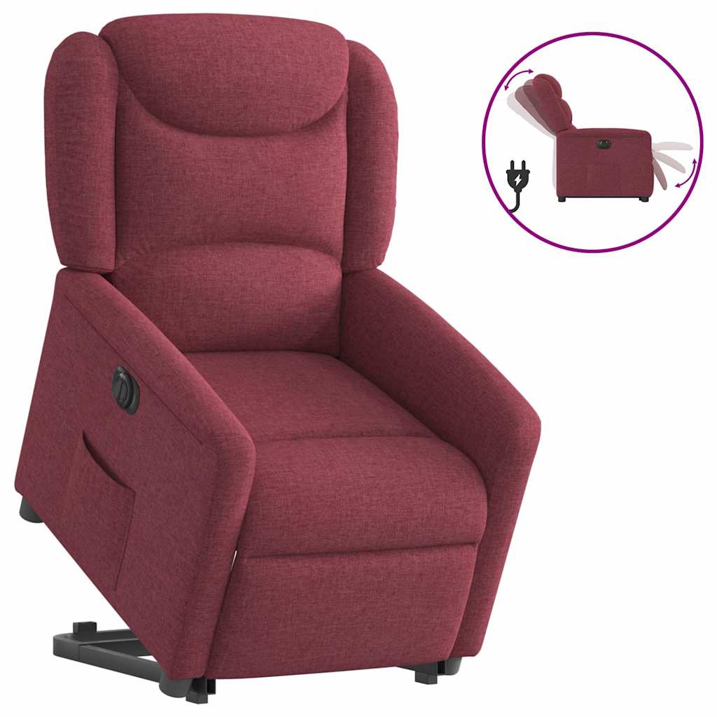 Vetonek Sillón eléctrico reclinable elevable de tela rojo tinto