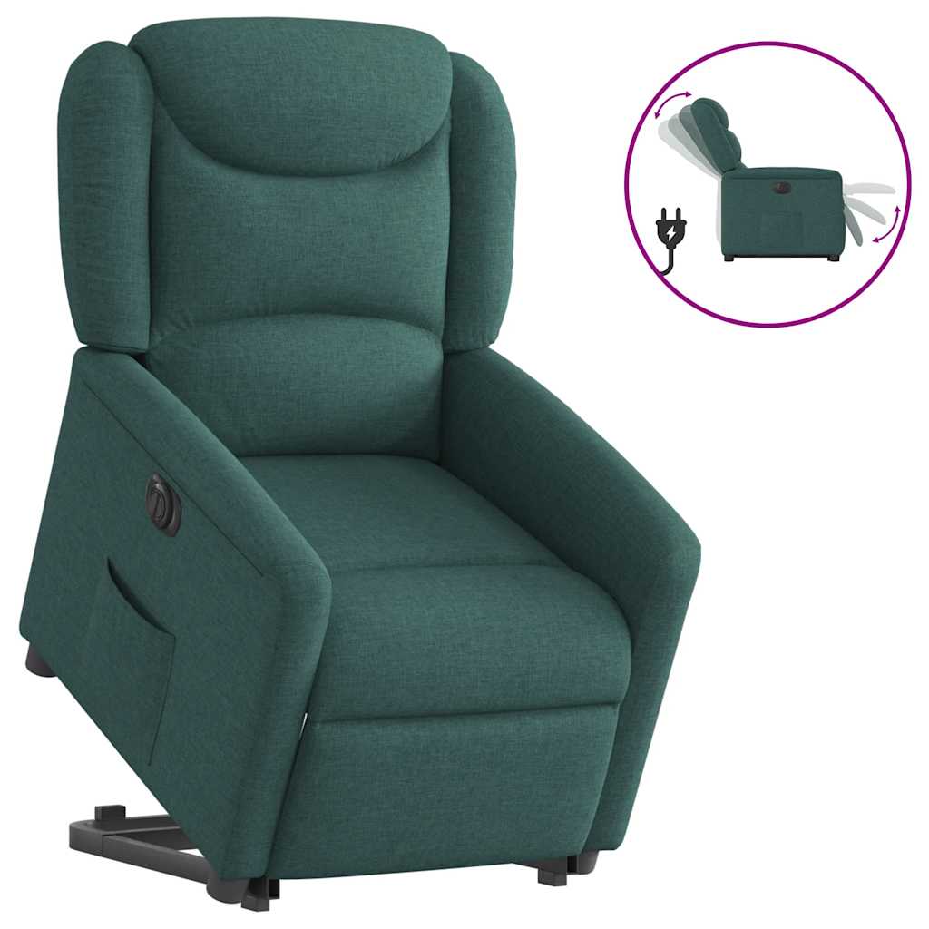 Vetonek Sillón eléctrico reclinable elevable de tela verde oscuro