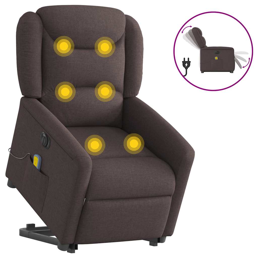 Vetonek Sillón masaje eléctrico reclinable elevable tela marrón oscuro