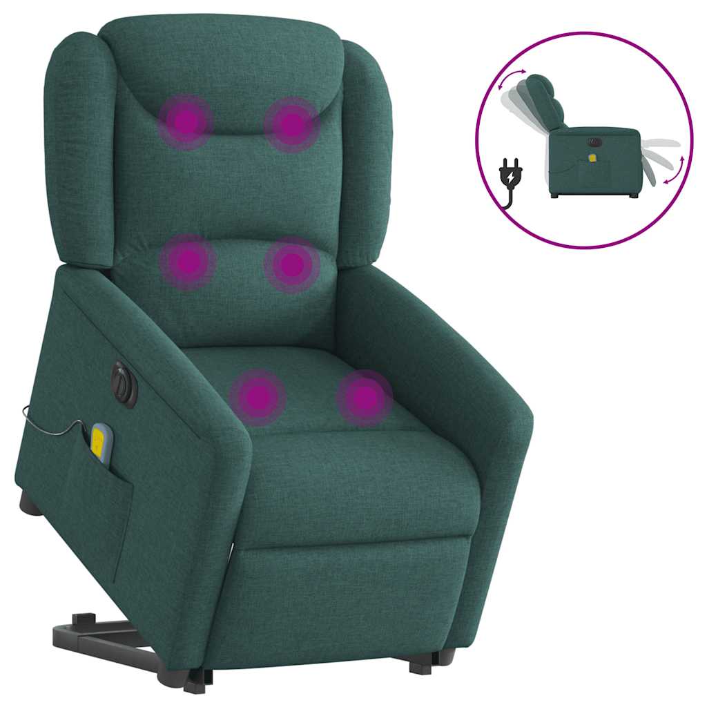 Vetonek Sillón masaje eléctrico reclinable elevable tela verde oscuro