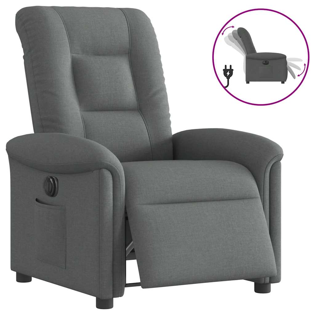 Vetonek Sillón reclinable eléctrico de tela gris oscuro