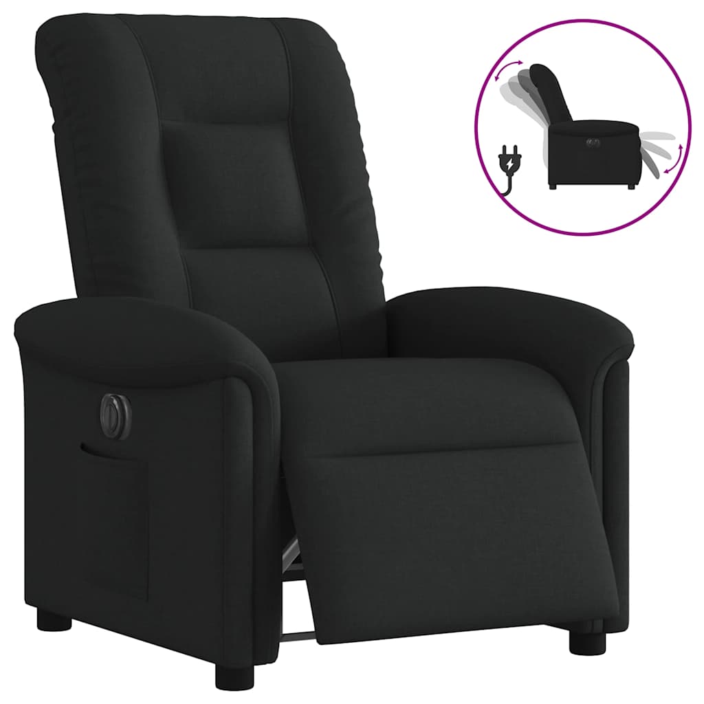 Vetonek Sillón reclinable eléctrico de tela negro