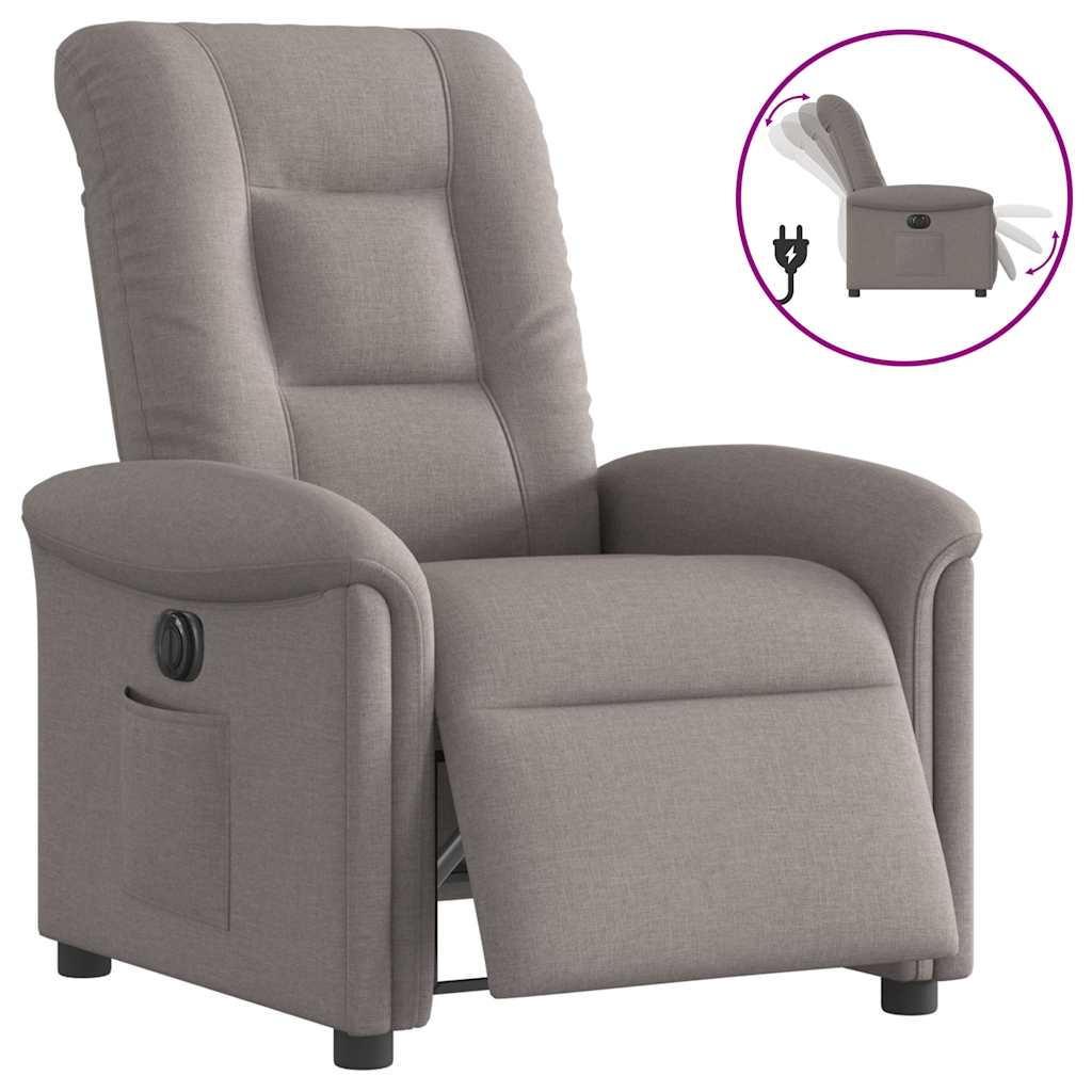 Vetonek Sillón reclinable eléctrico tela gris taupé