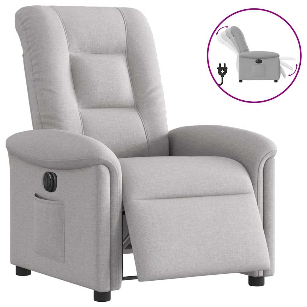 Vetonek Sillón reclinable eléctrico de tela gris nube