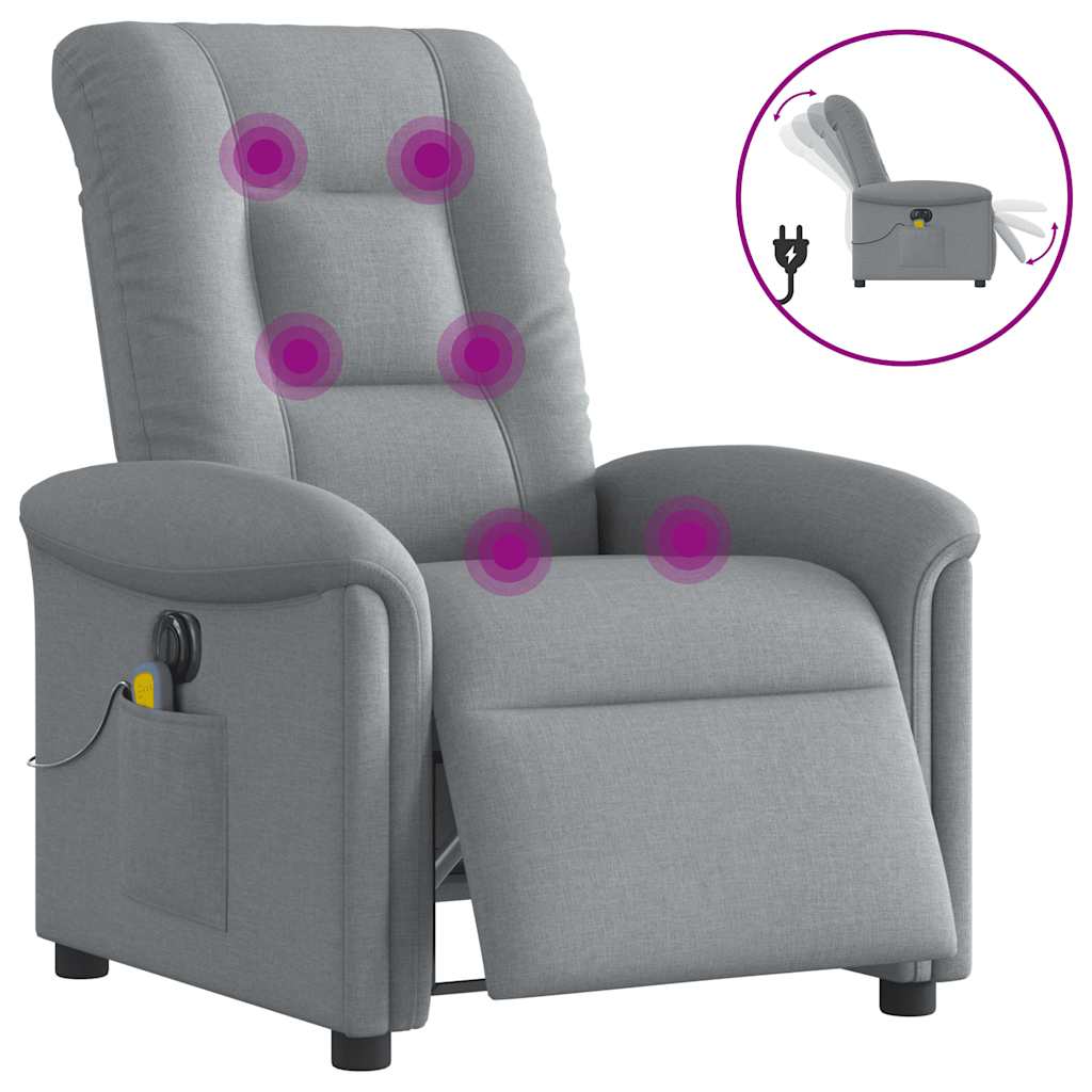 Vetonek Sillón reclinable de masaje eléctrico tela gris claro