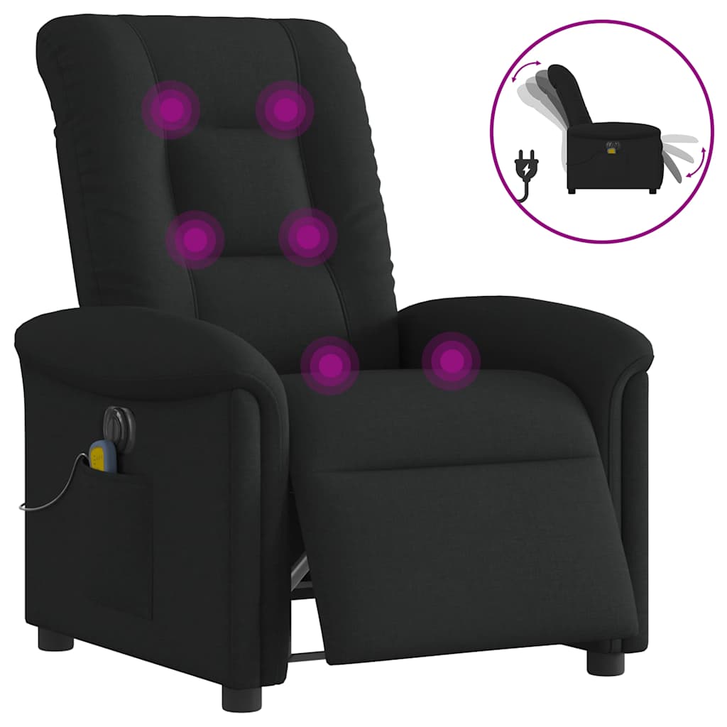 Vetonek Sillón reclinable de masaje eléctrico tela negro