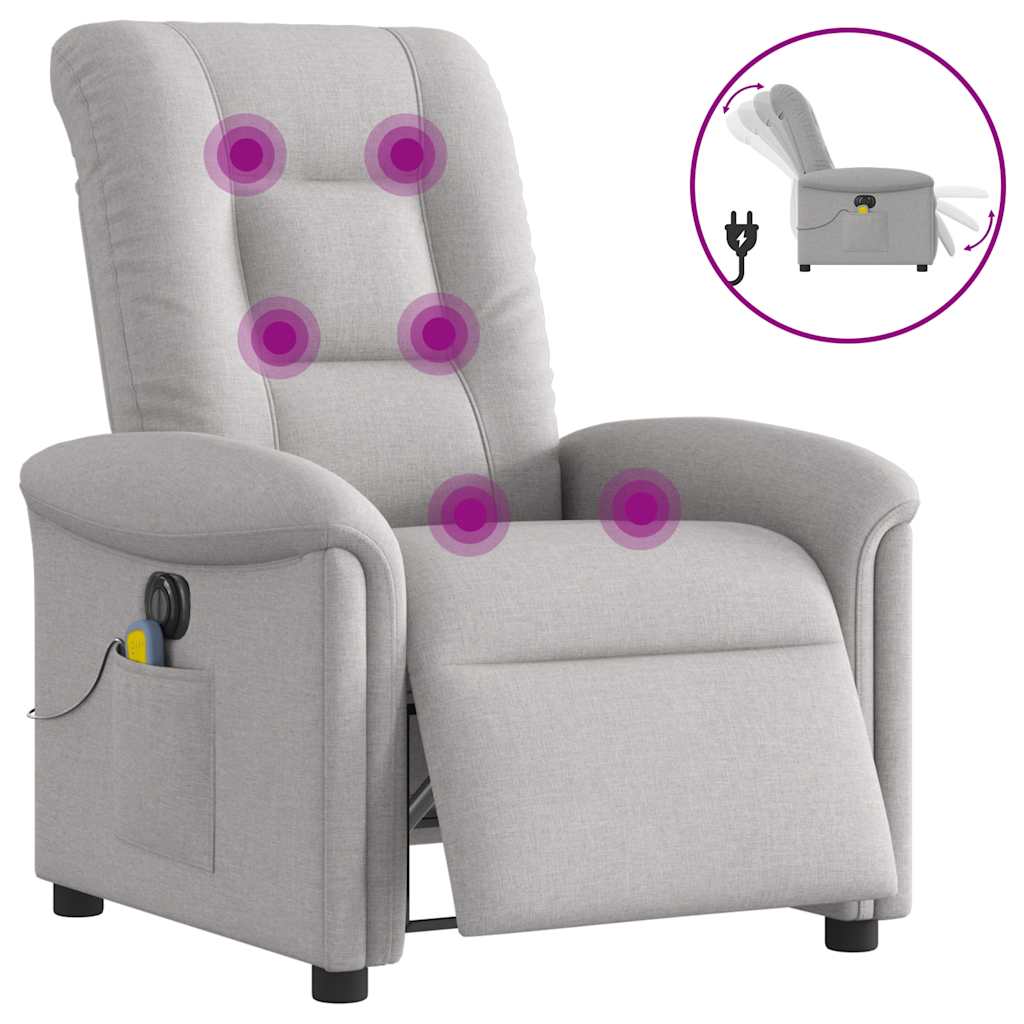 Vetonek Sillón reclinable de masaje eléctrico tela gris nube