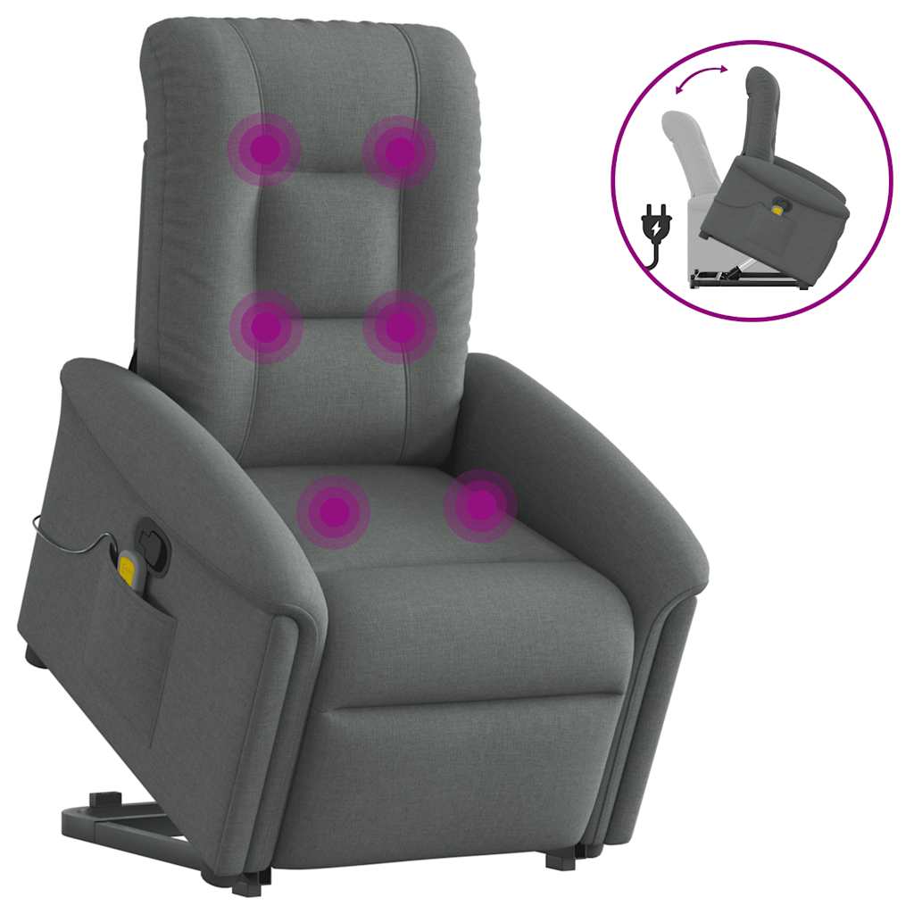 Vetonek Silla de masaje reclinable de pie de tela gris oscuro