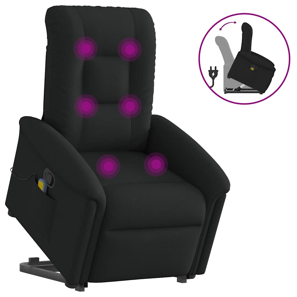 Vetonek Sillón reclinable de masaje elevable tela negro