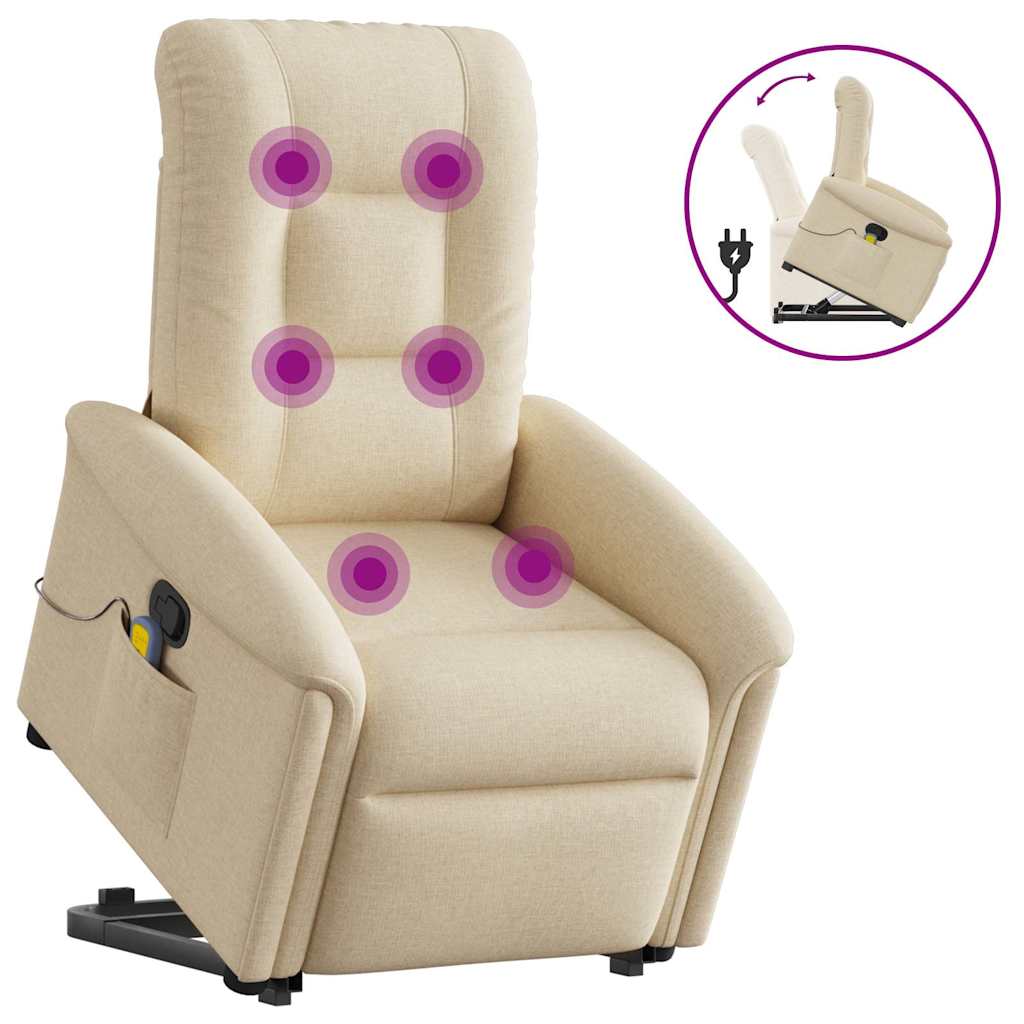 Vetonek Silla de masaje reclinable de pie de tela color crema