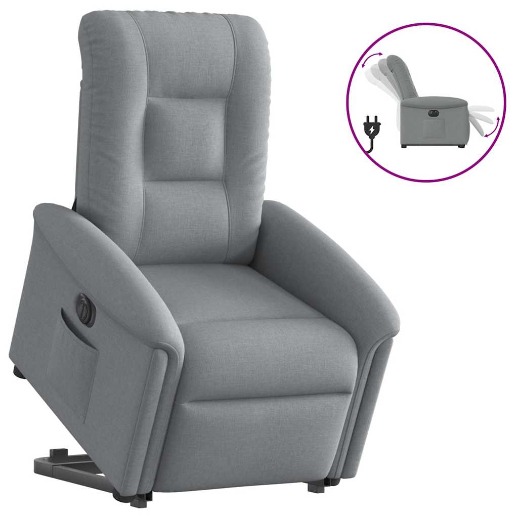 Vetonek Sillón eléctrico reclinable elevable de tela gris claro