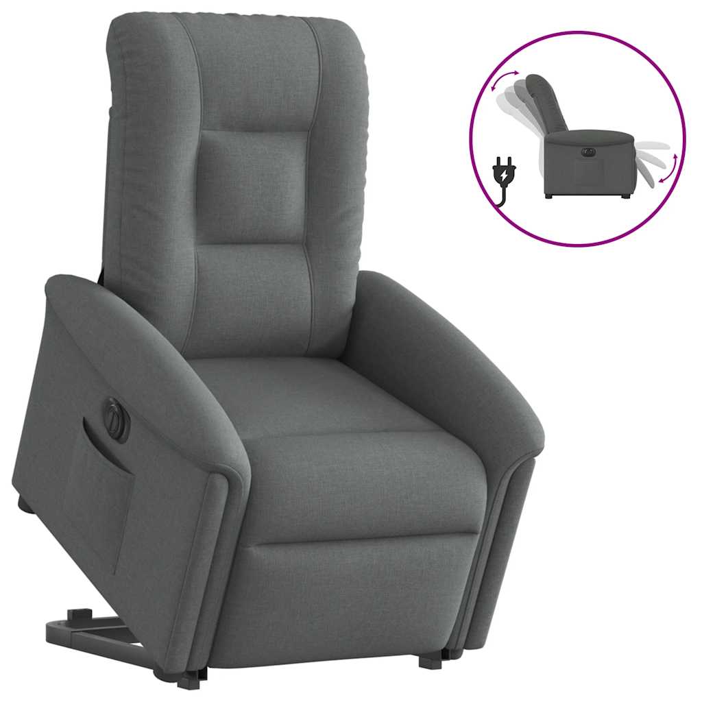 Vetonek Sillón eléctrico reclinable elevable de tela gris oscuro