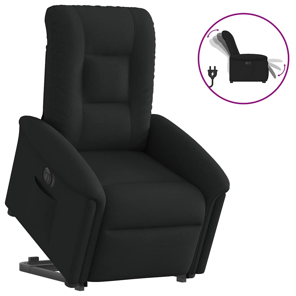 Vetonek Sillón eléctrico reclinable elevable de tela negro