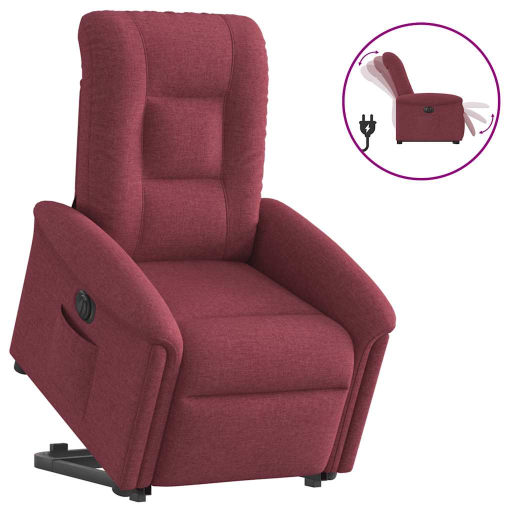 Vetonek Sillón eléctrico reclinable elevable de tela rojo tinto