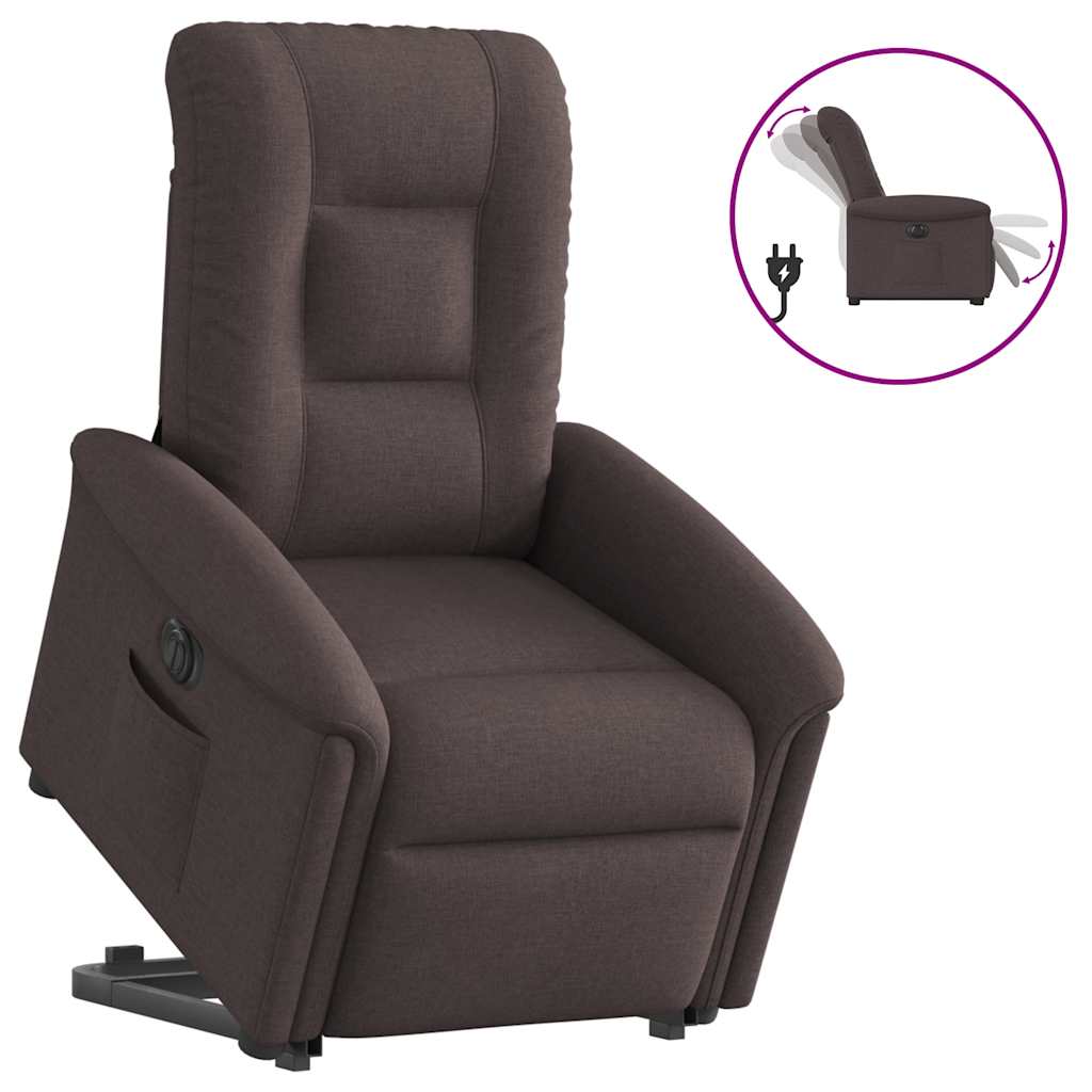 Vetonek Sillón eléctrico reclinable elevable de tela marrón oscuro