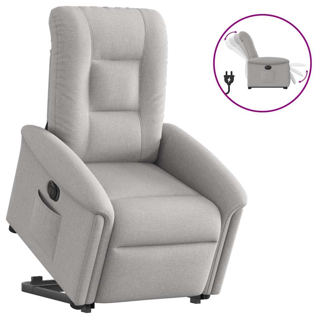 Vetonek Sillón eléctrico reclinable elevable de tela gris nube