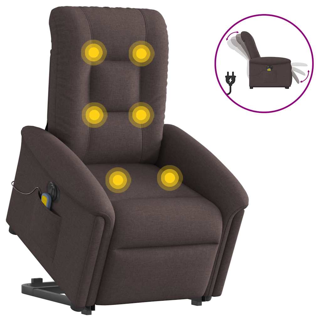 Vetonek Sillón masaje eléctrico reclinable elevable tela marrón oscuro