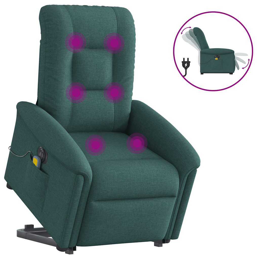 Vetonek Sillón masaje eléctrico reclinable elevable tela verde oscuro